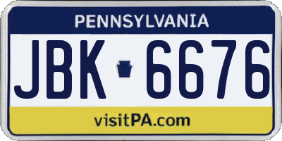 PA license plate JBK6676