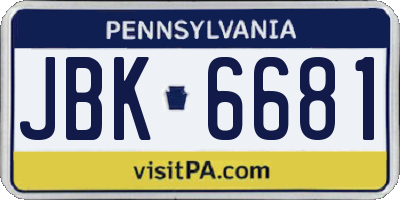 PA license plate JBK6681