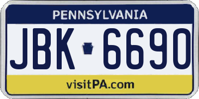 PA license plate JBK6690