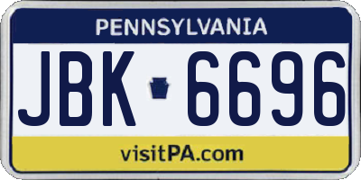 PA license plate JBK6696
