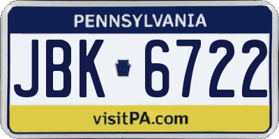 PA license plate JBK6722