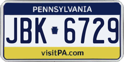 PA license plate JBK6729