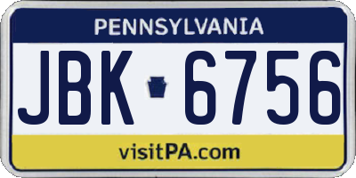 PA license plate JBK6756
