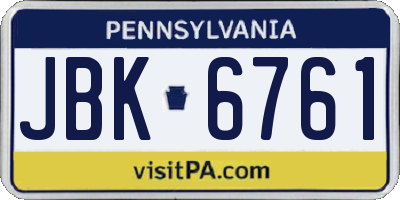 PA license plate JBK6761