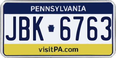 PA license plate JBK6763