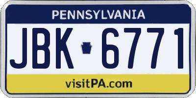 PA license plate JBK6771