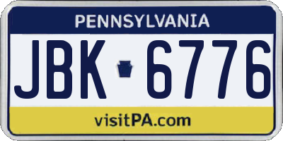 PA license plate JBK6776