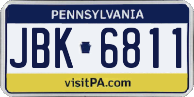 PA license plate JBK6811