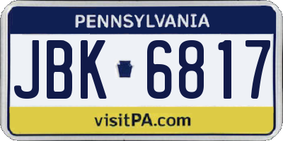 PA license plate JBK6817