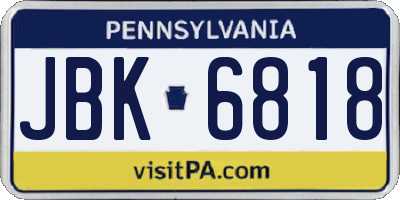 PA license plate JBK6818