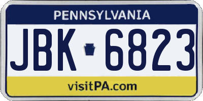 PA license plate JBK6823
