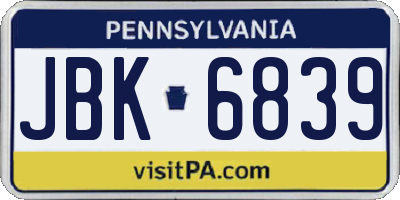 PA license plate JBK6839
