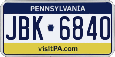 PA license plate JBK6840