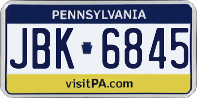 PA license plate JBK6845