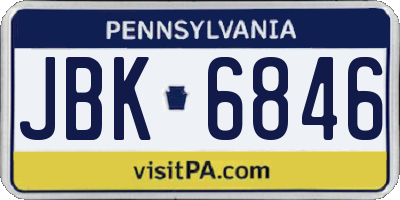 PA license plate JBK6846