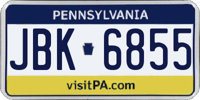 PA license plate JBK6855