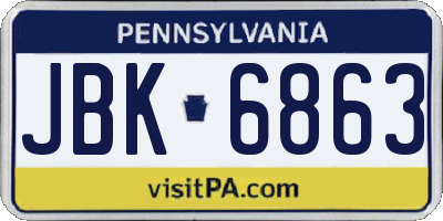 PA license plate JBK6863