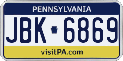 PA license plate JBK6869