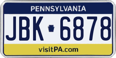 PA license plate JBK6878