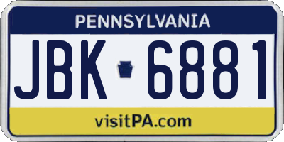 PA license plate JBK6881