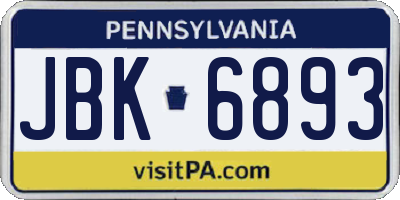 PA license plate JBK6893