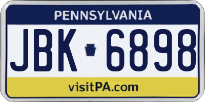 PA license plate JBK6898