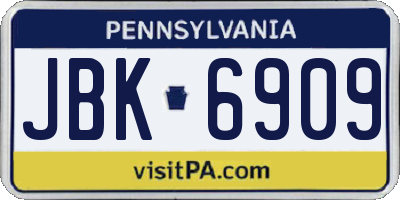 PA license plate JBK6909