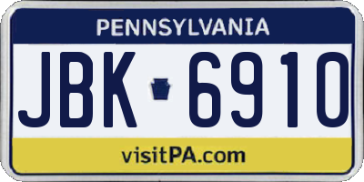 PA license plate JBK6910