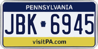 PA license plate JBK6945