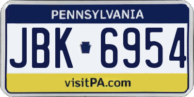 PA license plate JBK6954