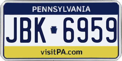PA license plate JBK6959