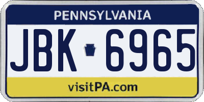 PA license plate JBK6965