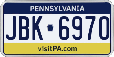 PA license plate JBK6970