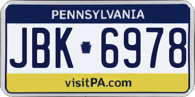 PA license plate JBK6978