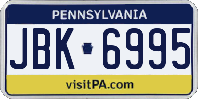 PA license plate JBK6995