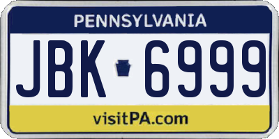 PA license plate JBK6999