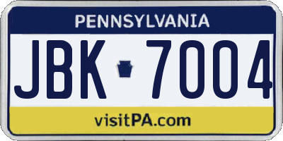 PA license plate JBK7004