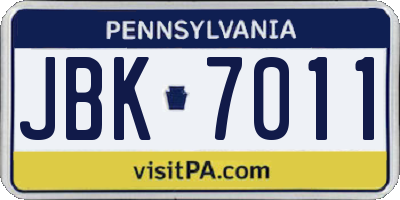 PA license plate JBK7011