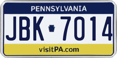 PA license plate JBK7014