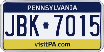 PA license plate JBK7015