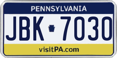 PA license plate JBK7030