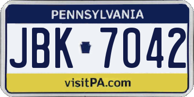 PA license plate JBK7042