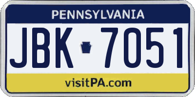 PA license plate JBK7051