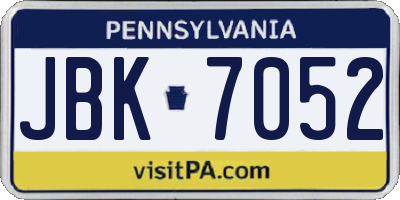 PA license plate JBK7052