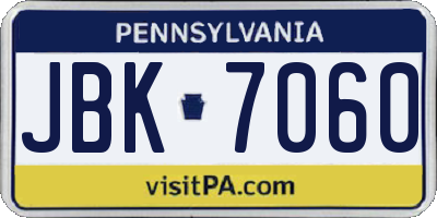 PA license plate JBK7060