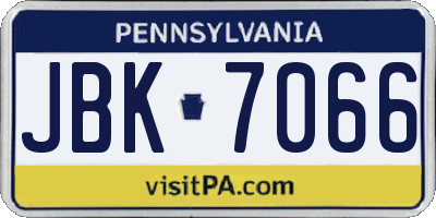 PA license plate JBK7066