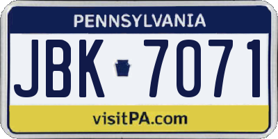 PA license plate JBK7071