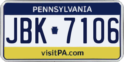 PA license plate JBK7106