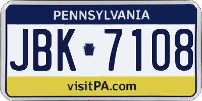 PA license plate JBK7108