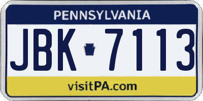 PA license plate JBK7113